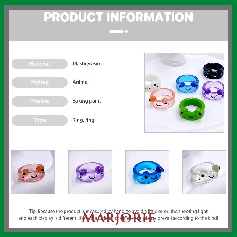 Katak Resin Cincin Warna-warni Kepribadian Hewan Kartun Cincin Jari Lucu-MJD