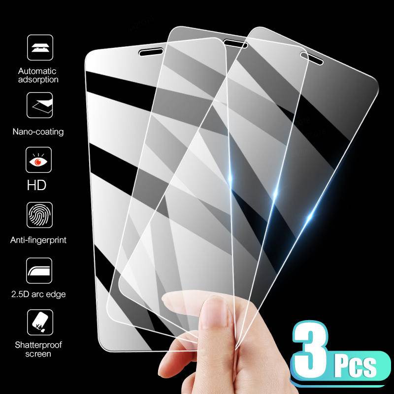 3pcs Full Cover Tempered Glass Di Untuk iPhone 14 13 12 11 Pro MAX Plus Mini Pelindung Layar Untuk iPhone X XS MAX XR 7 8 6 6S Plus SE 2022 2020 14Plus 13Mini 12Mini Kaca