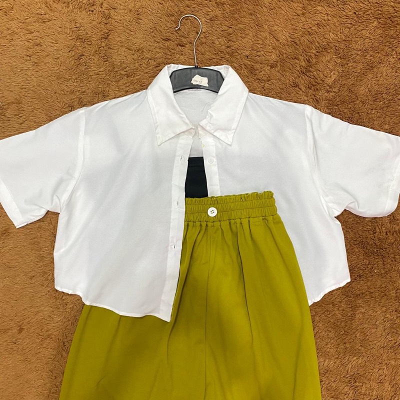 CASHA - ZRD ONESET WANITA DINI / SETELAN KEMEJA LENGAN PENDEK BALERO CROP / One Set Kasual Lengan Pa