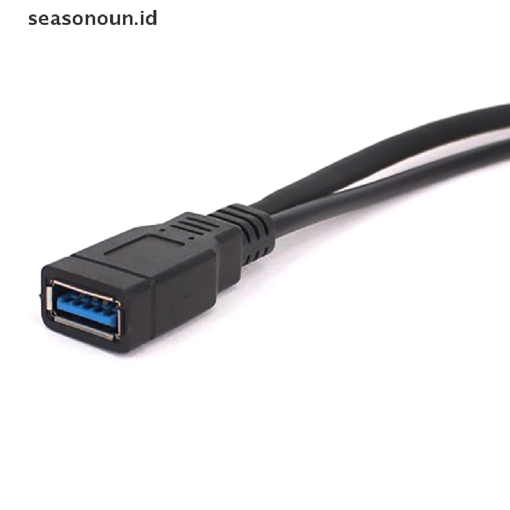 Seasonoun USB3.0 Female To Dual USB Male Dengan Kabel Ekstensi Data Extra Power USB Y-Splitter Data Sync Charging Extension Cable Kabel Cas.