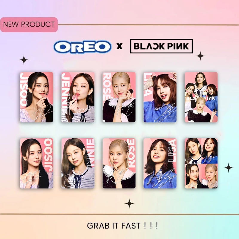 5pcs Blackpink Dengan OREO Photocards ROSÉ JISOO LISA JENNIE Lomo Card HD Collection Untuk Blink Blackpink