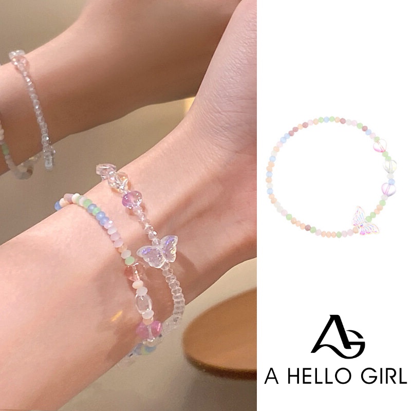 Gelang Manik-Manik Butterfly Bahan Akrilik Adjustable Untuk Wanita