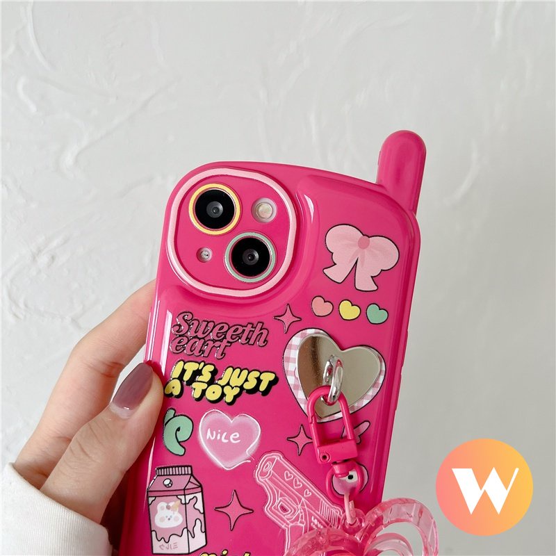 IPHONE Graffiti Stiker Ponsel Case Kompatibel Untuk Iphone7 8 Plus XR 1114 13 12 Pro MAX X XS MAX SE 2020 Kelinci Lucu Ikatan Simpul Retro Personal Bentuk Ponsel Soft Cover Dengan Cinta Hati