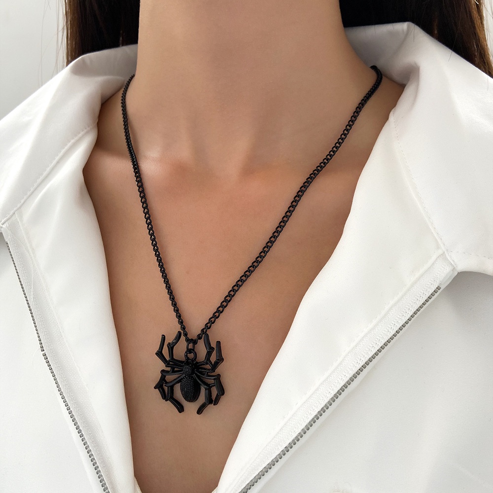 Trendi Sederhana Spider Pendant Kalung Untuk Wanita Pria Unisex Punk Tiga Dimensi Kepribadian Serangga Kalung Perhiasan