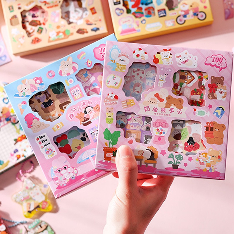 100 Pcs/Set Lucu Kartun Dongeng Mimpi Kartu Stiker Set Untuk Scrapbooking DIY Seni Kerajinan Dekorasi Tangan Akun Tahan Air Stiker Alat Tulis