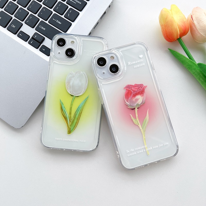 Rose Girl iPhone 14 pro max Casing Pelindung Handphone Transparan Anti Jatuh i 13 12 11 xr xsmax Perlindungan Lensa all-inclusive