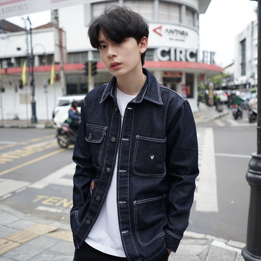 Jaket Trucker Denim Blue Indigo