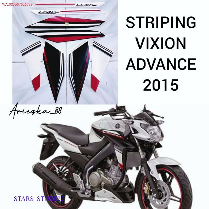 (ORI) Striping Vixion New Advance 2015 Putih Sayap Hitam / stiker bodi motor vixion ne KUALITAS ORIG