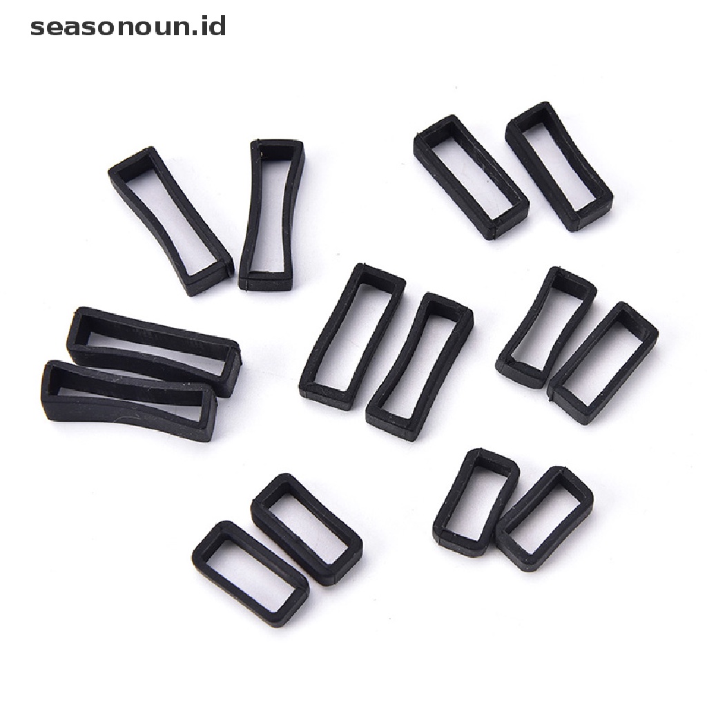 Seasonoun 2pcs 14mm-26mm Karet Silicone Watch Band Loop Strap Kecil Holder Loker Keeper.