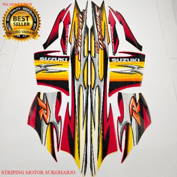 (ORI) striping suzuki smash 110 r 2006 2007 hitam merah body standar KUALITAS ORIGINAL