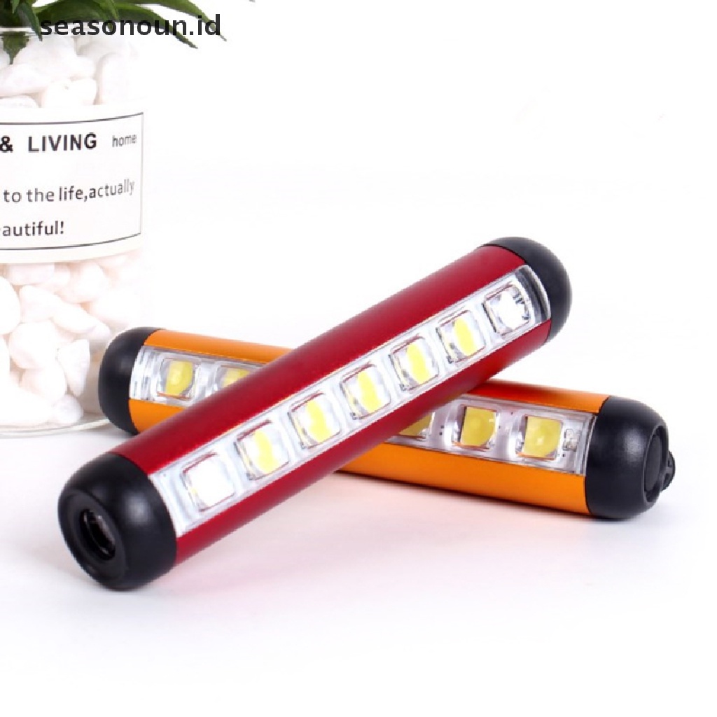 Seasonoun Senter LED Mini COB Lamp Obor Sangat Terang Dengan Clip Magnet Work Light.