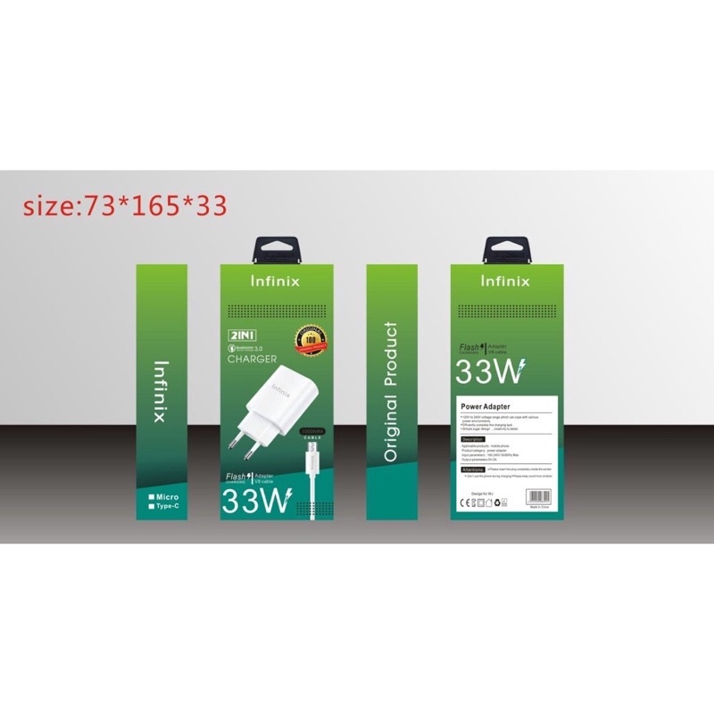 Charger Infinix 33w Quick Charge 3.0 Fast Charging Micro USB oem