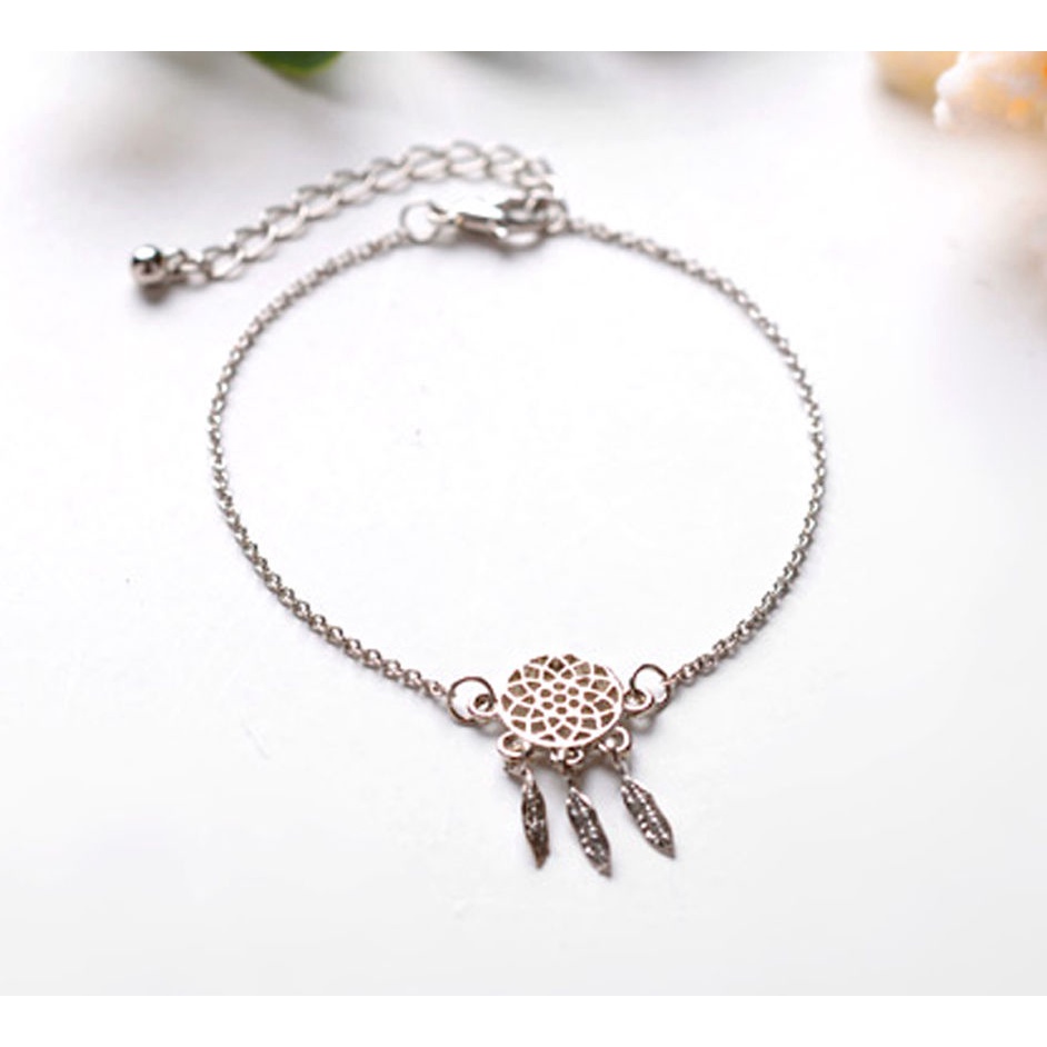 Desain Fashion Kepribadian Tren Berongga-out Bulu Daun Emas Perak Gelang