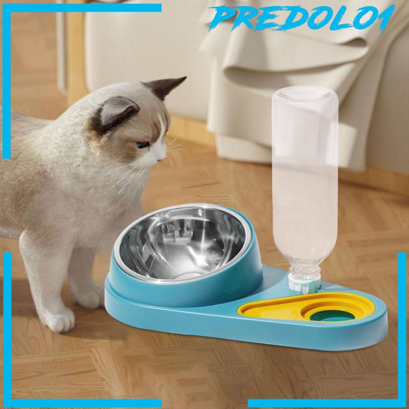 [Predolo1] Mangkok Mangkuk Ganda Anjing Kucing Miring Feeder Detachable