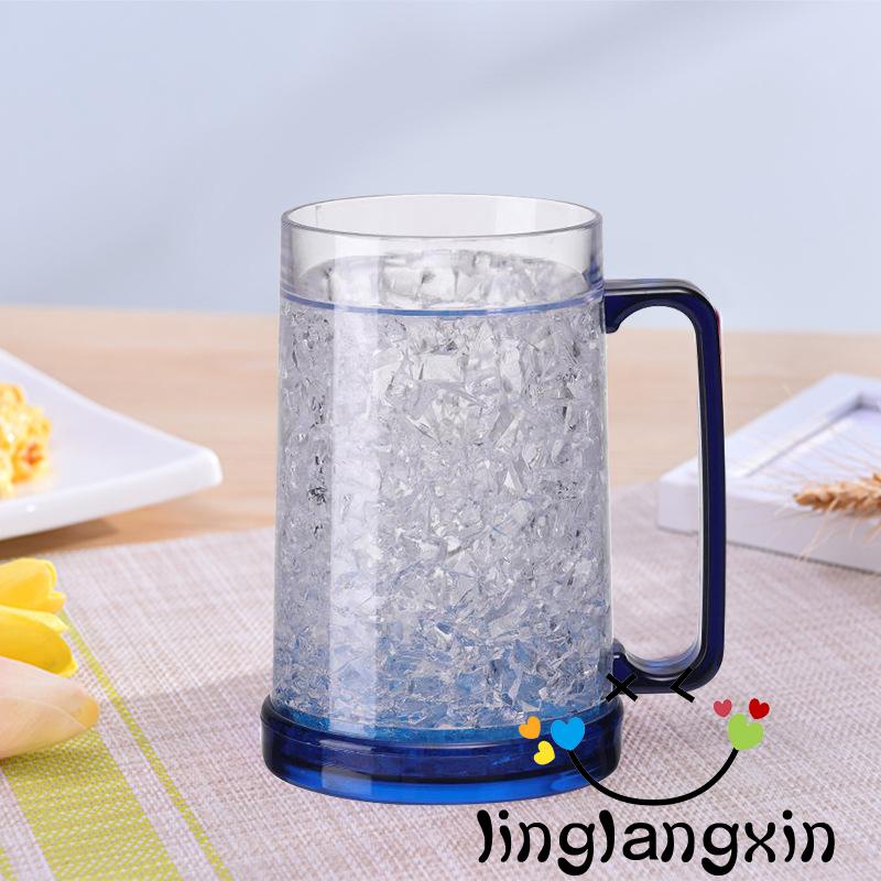 Llx-450ml Mug Bir Frozen, Cangkir Dinding Ganda Warna-Warni Dengan Pegangan Untuk Pesta BBQ Musim Panas