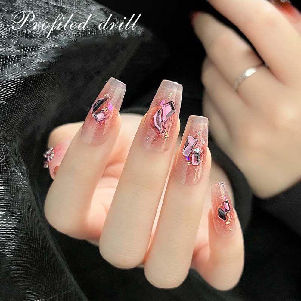 Mxbeauty Kuku Berlian Imitasi Wanita Fashion Tidak Teratur Berbentuk Bintang Manikur Aksesoris Diprofilkan Bor 3D Nail Art Drills