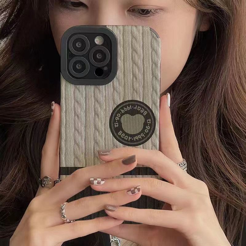 Fashion！Sweater Bear Soft Case HP OPPO A91 F11 F9 Pro A3S A9 A5 A31 A53 A33 2020 A7 A5S A12 A11K A52 A92 A83 A55 A56 A55S A95 FTD Stripe Casing Realme C1 X XT Reno 2F 3 5 6 5G