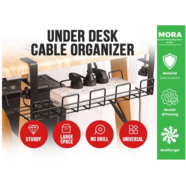

Terlaris Mora Desk Mount Cable Management Tray Socket Penyimpanan Kabel
