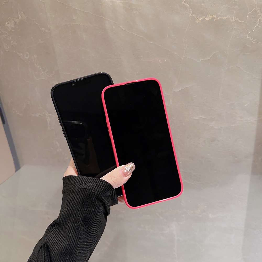 IPHONE Kartun Pasangan Kekasih Potret Kepala Glossy Jelly Warna Solid Lembut Casing Ponsel Cover Untuk Iphone7 8 PLUS X XR XS 11 12 13 14 MINI PRO MAX SE 2020