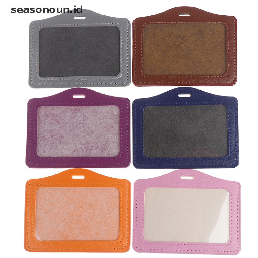 Seasonoun 1Pc PU Card Case Holder multicolour Portable String Fashion Identitas Badge.