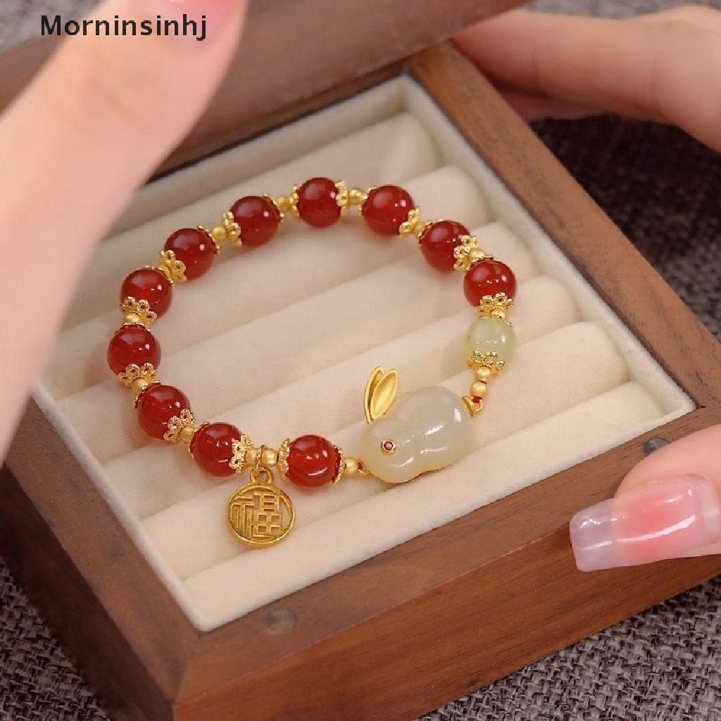 Mornin Fashion Kreatif Gaya Cina Retro Giok Kelinci Gelang Kalung Manik-Manik Gelang Beruntung Gadis Lucu Fashion Manis Gelang Kawaii Beauty Bracelet id