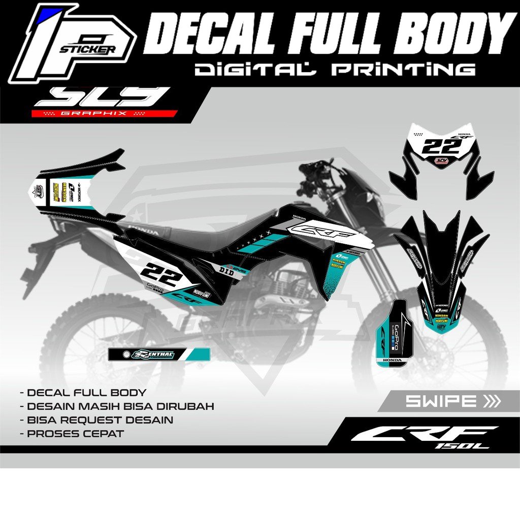 DECAL CRF 150 L HITAM HIJAU SIMPEL FULL BODY