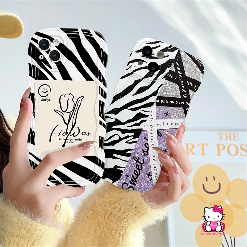 Casing Label Bunga Tulip Motif Zebra Trendy Realme C53 C33 C11 C25Y C25s C30 C21Y C25 8 8i 7i 5i C20 8Pro C20A 7 10 9i C12 C35 5 6i C15 5s 9Pro+ 9 C3 C17 Soft Wavy Edge Case