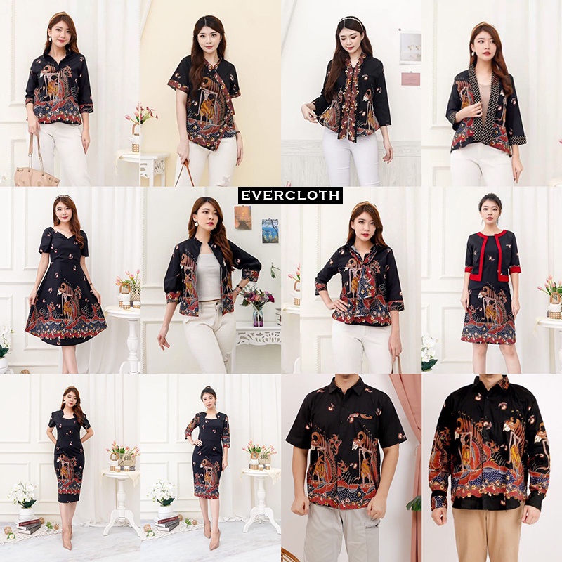 Evercloth Titi Blouse Wanita Atasan Wanita Blouse Batik Lengan Pendek