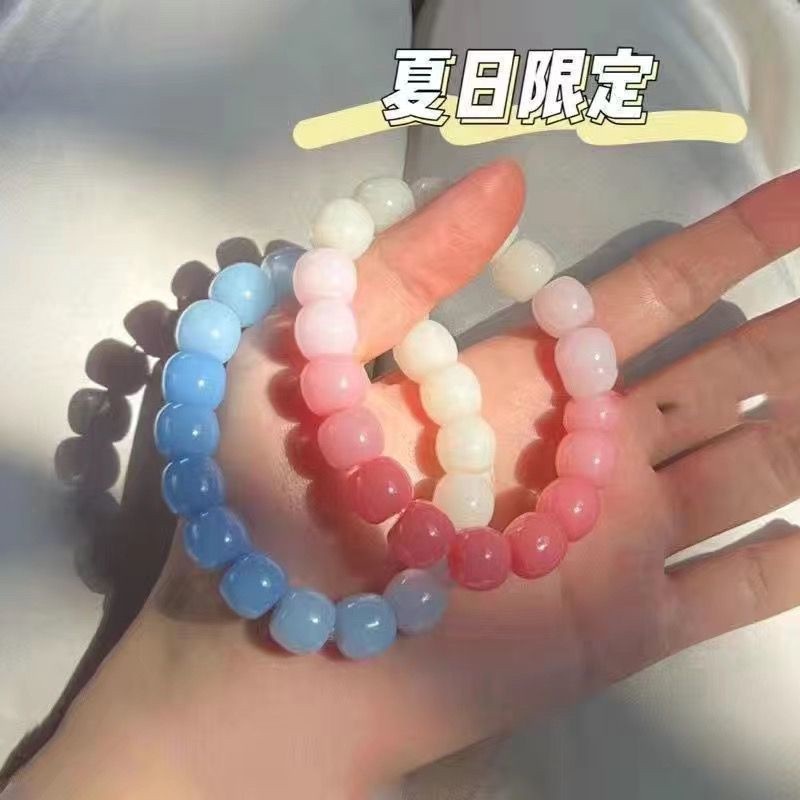 Braceletsice Transparan Warna Gradien Sederhana Gelang Di Sekitar Jari Gelang Giok Putih Imitasi Lembut Tidak Populer Teks Bermain Kecil Segar Gelang Permen Perhiasan