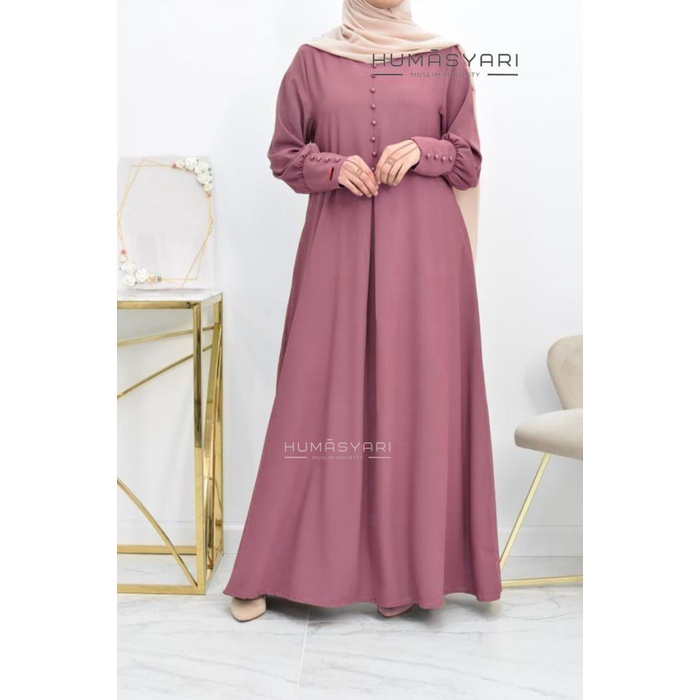 HUMASYARI - Abaya NADIYA Dress Basic Premium gamis abaya polos Hitam Navy White / Gamis Ladyzara Pre