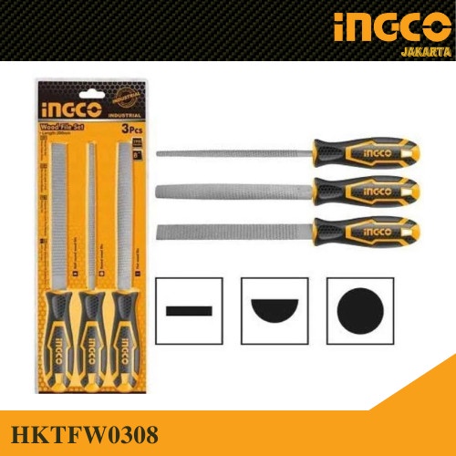Kikir Kayu Kasar Set 3-Pcs (8&quot;) Wood File Set 8 Inch INGCO HKTFW0308