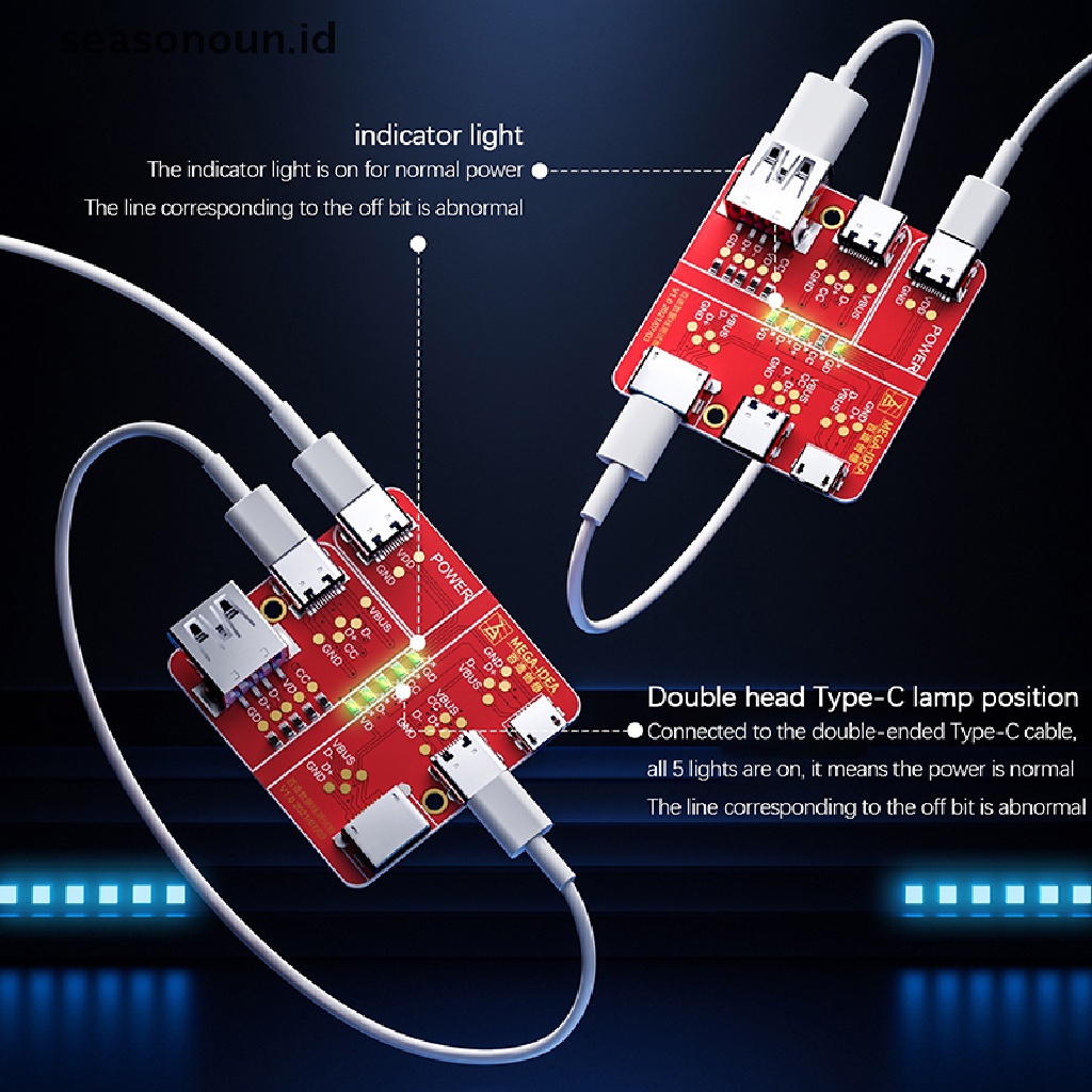 Seasonoun MEGA-IDEA Data Line Conuity Detection Board Fixture Untuk IPHONE/Type-c/Android Quick Cable Test Data Flex Conuity Detection.