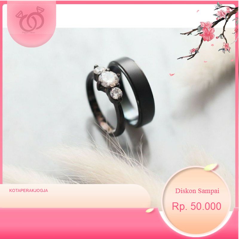 Cincin perak lapis rhodium cincin couple perak warna hitam cincin hitam couple murah - By Kotaperakj