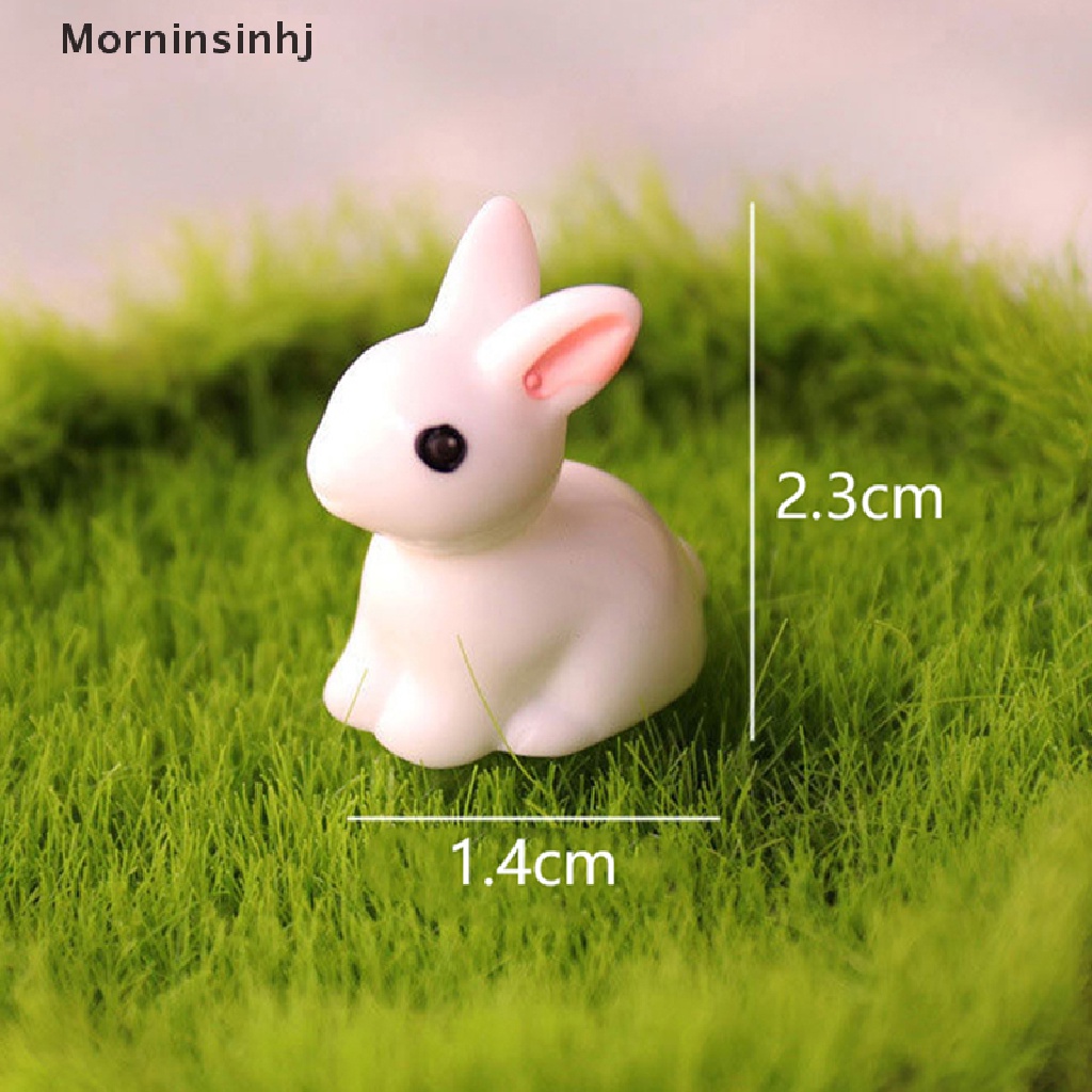 Mornin 10PCS Lucu Mini Resin Bunnies Miniatur Angka 3D Kelinci Putih Kecil Ornamen id