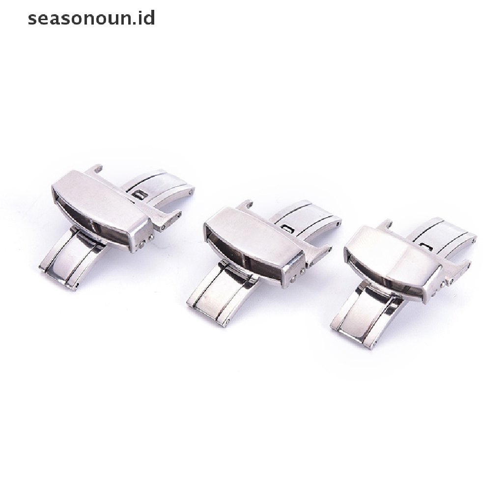 Seasonoun18 /20 /22mm Stainless Steel Butterfly Deployment Clasp Buckle Watch Strap Band.