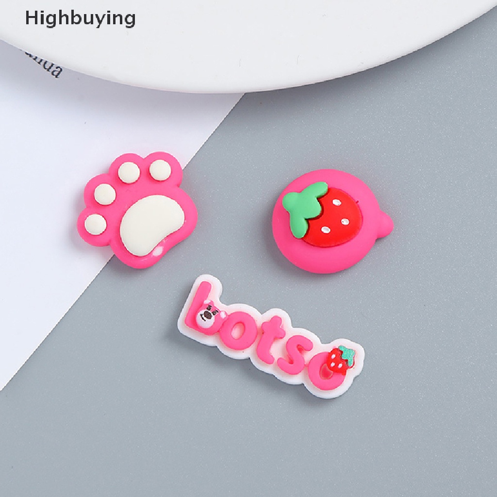 Hbid 10pcs Kawaii Strawberry Bear Manyo Kartun Kreatif Resin Patch DIY Phone Case Jepit Rambut Perhiasan Miniatur Kerajinan Aksesoris Mainan Glory