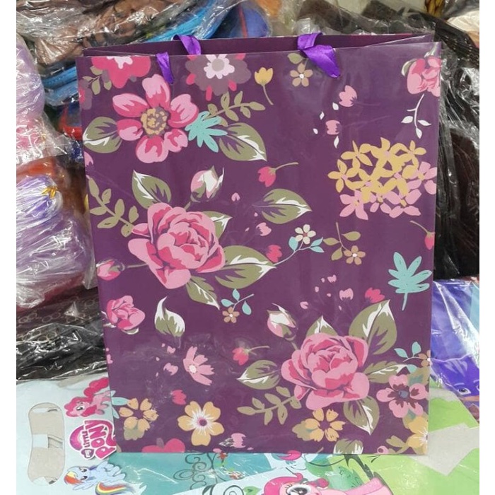 

⭐BISA COD⭐ Paper Bag bahan Plastik Bunga Ungu Jual per 3pc