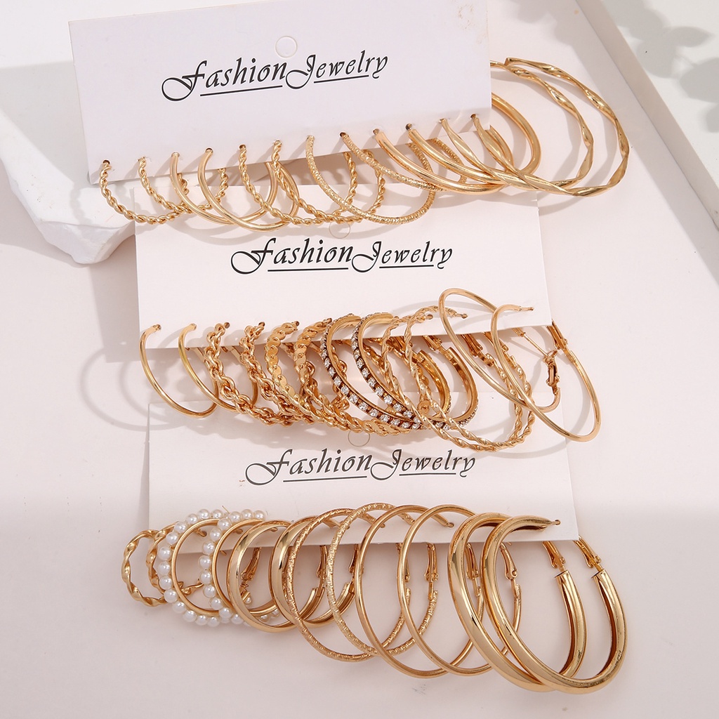 Set Anting Hoop Lingkaran Gaya Sederhana Untuk Wanita Twist Geometris Berbentuk C Menjuntai Earring Perhiasan Aksesoris Hadiah Pesta