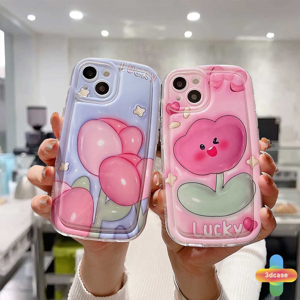 IPHONE Kompatibel Untuk Iphone12 11 13 14 PRO Max6 7 6S 8 14 Plus X XR XS MAX 11 12 13 SE 2020 6SPlus 7Plus 6Plus Smiley flower Perlindungan Lensa Bantalan Udara Puffer Soft TPU Case