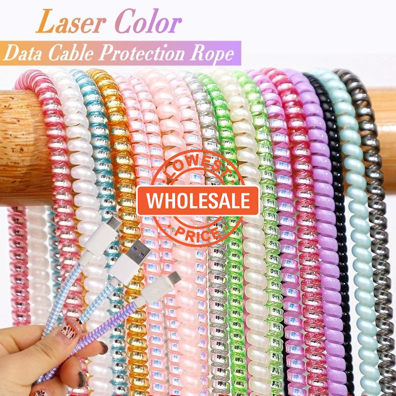 [Harga Grosir] 1.4m Spiral TPU Pelindung Kabel Lembut Anti Jebol Pengisian Kabel Penutup Kabel Data Laser Kabel Perlindungan Cord Universal Telepon Kabel Winder