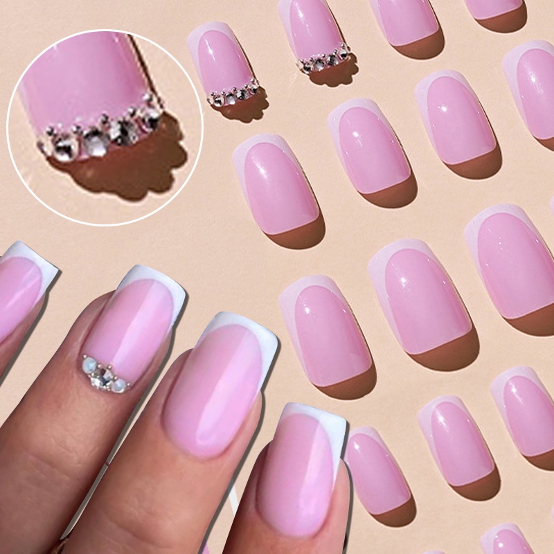 24 Pcs Fake Kuku Dan Lem Fake Nail Art 3d Fake Kuku Tahan Air 24 Pcs Box Free Lem
