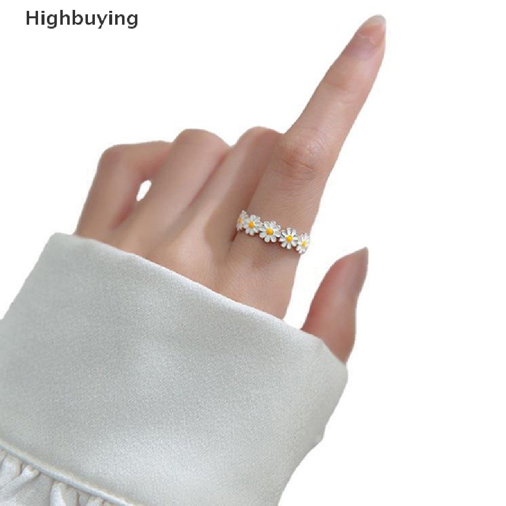 Hbid Vintage Daisy Flower Rings Untuk Wanita Lucu Bunga Cincin Adjustable Terbuka Jari Cincin Pernikahan Pertunangan Cincin Tren Perhiasan Perempuan Glory