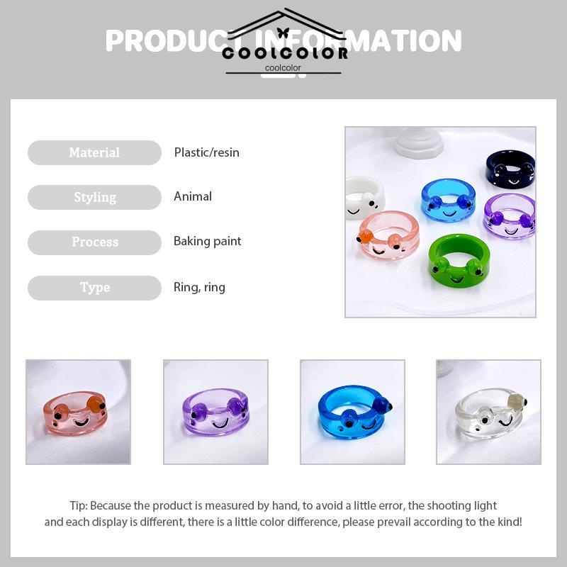 COD❤️Katak Resin Cincin Warna-warni Kepribadian Hewan Kartun Cincin Jari Lucu- cl