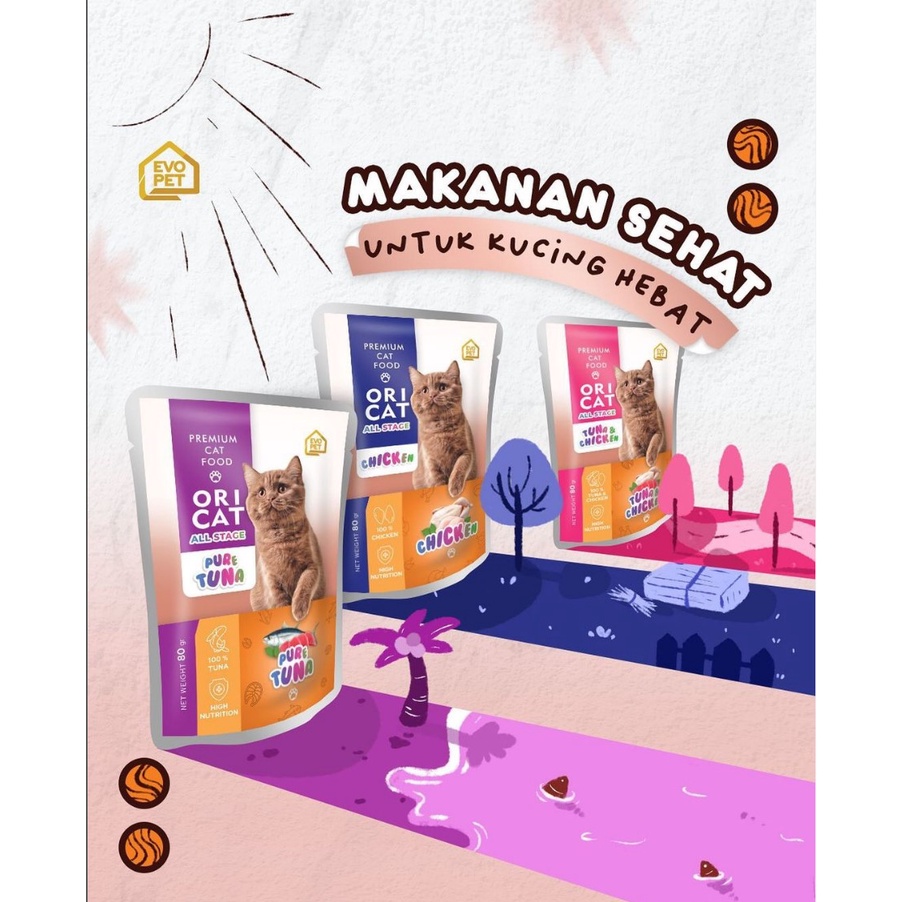 Ori Cat Pouch Wet Food 80gr Makanan Kucing Basah