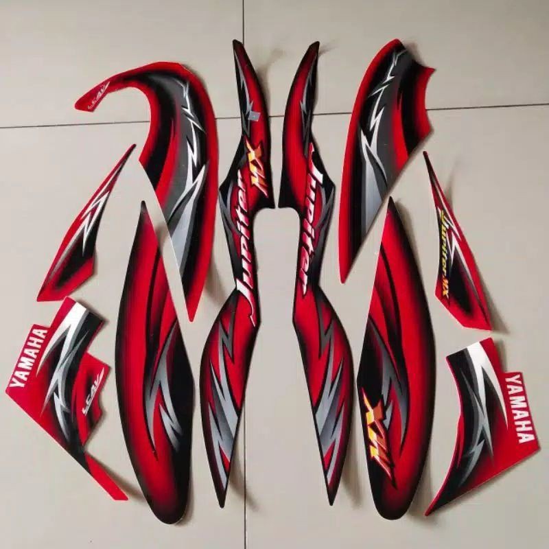 Striping sticker lis body yamaha jupiter mx old lama 135 2006 hitam merah / Stiker motor