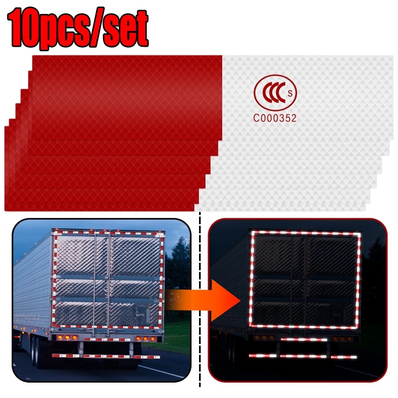 Stiker Film Reflektif Merah Otomotif Panel Reflektor Tahan Benturan Truk Mobil Malam Mengemudi Strip Reflektif Mobil 3C Peringatan Keselamatan Tape Reflektif Tinggi