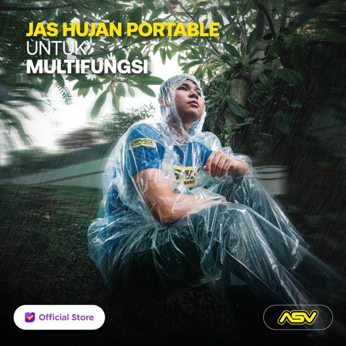 Jas Hujan Plastik ASV Raincoat Transparan Bening Jaket Baju Celana GMA