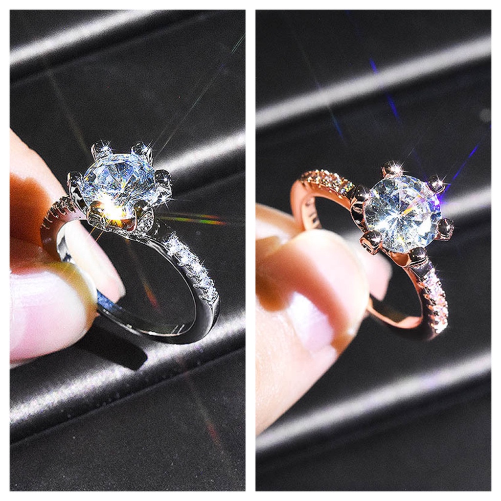 Goldkingdom Fashion Perhiasan Aksesoris Ready Stock Desain Rose Gold Disepuh Putih Moissanite Karat Klasik Kecil Berlian Acara Berlian Moissanite Cincin Wanita