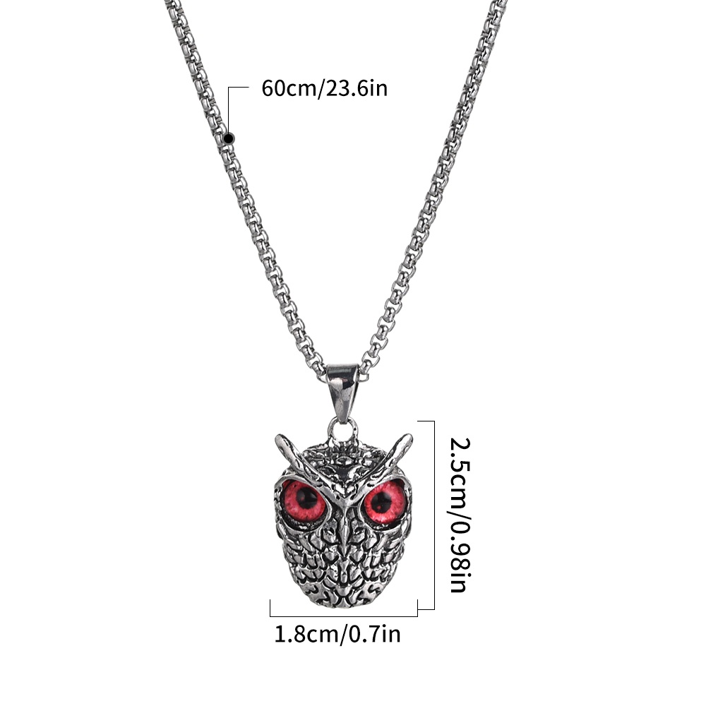 Retro Multi-Warna Punk Populer Devil's Eye Pendant Alloy Owl Opal Pendant Necklace Fashion Wanita Kreatif Sweater Panjang Kalung Pria Pribadi Perhiasan Aksesoris