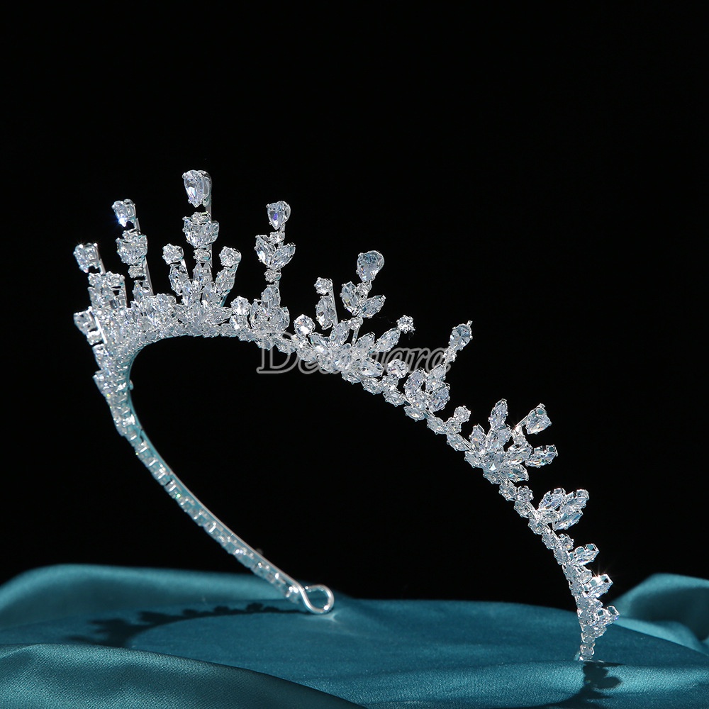 Fashion Mahkota Zirkon Halus Hiasan Kepala Pengantin Baroque Zircon Korea Pernikahan Crown